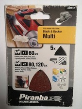  5 x Schleifblätter Multi 60,80,120 G/K Piranha X31512 Schleifpapier Black Decke