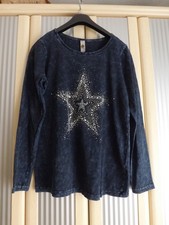TREDY;SHIRT;BLAU;STERN;PAILLIETTE;STRASS;BAUMWOLLE;GR 1;GR 38/40;NEU;TOLL!!!