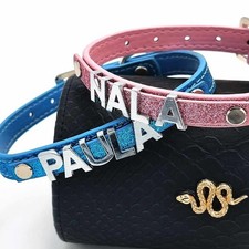 Bling Hundehalsband Mit Namen Personalisiert PU Leder Wunsch Name Strasshalsband