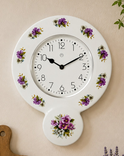 Küchenuhr lila blüten - küchenuhr,