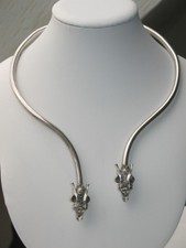 JUGENDSTIL Silber HALSREIF 2 x WIDDER HANDARBEIT 51 gr. aus SET sehr selten