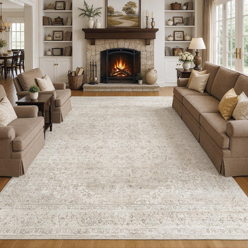 Teppich vintage beige floral - teppich,