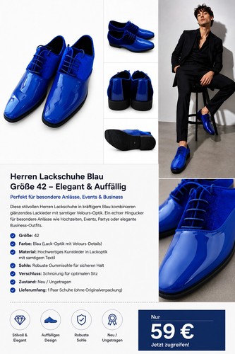 Herren lackschuhe blau 42 - gr.,