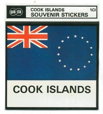 Souvenir-Aufkleber Cook Island Raratonga 1CI Flagge Union Jack ca. 07.-09. 1985