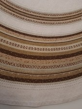 Tischdecke rund ca. 145 cm beige grün-braun Baumwolle mit Leinen