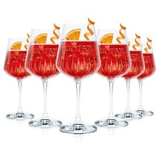 6x Campari Glas 0,49l Milano Signature Relief Gläser Set Spritz Bespoke Aperitif