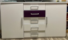 Kommode Sideboard Weiß mit Glasplatte 