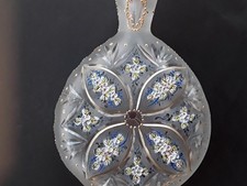 Schnupftabakglas   ,mundgeblasen Geschliffen  und Hochemaile bemalt   18,5 cm