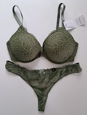 Hunkemöller Push-up-BH-Set Maya Rose 85D, String 2XL, four leaf clover, grün