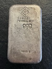 Silberbarren 1 KG 999 Feinsilber Degussa 1000 Gramm Silber Alt Barren Kilogramm 