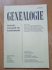 Dt. Zeitschrift Familienkunde Genealogie Ahnenforschung Bd. 17 Heft 12 Dez. 1984