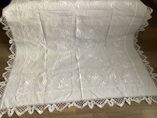 Tischdecke - Leinen - weiß - um 1900 - Stickerei - Jugendstil -