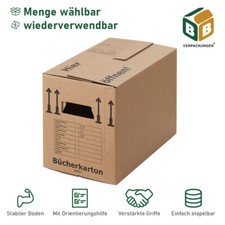 Bücherkartons stabil belastbar bis 40 kg PROFI-Qualität Außenmaß 503 x 298 x 359