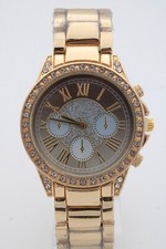 Damenuhr Frauenuhr goldfarben Quarzuhr Analoguhr Strasssteine