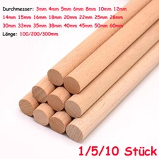 ∅4mm~60mm Rundstab Bastel Holzdübel Buchenrundstäbe Glatt Dübelstange Holzstab