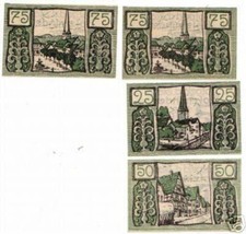 4 Banknoten Notgeld der Stadt