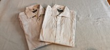 2 X Yorn Herrenhemd 17/43 Slim Fit Basic Langarm Gestreift Grau Beige Blau Weiß 