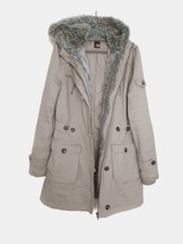 Winterjacke Wintermantel Parka mit Fell für Damen Baumwolle - Beige, Gr. M 38 