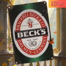 Blechschild Bier Becks Werbeschild Nostalgie Vintage Metallschild TEL2253