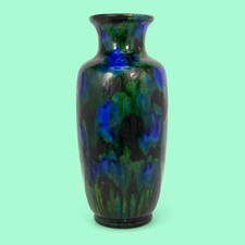 Vintage Minton Astra Ware Vase, 20er Jahre Jugendstil Keramik, Pfau Tropfglasur