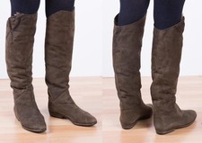 1427 braune Wildleder Overknee Stiefel Gr 38