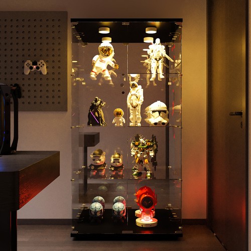 Standregal hartglas vitrine - standregal,