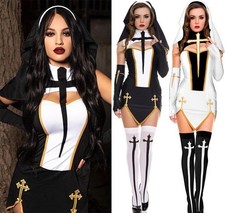 Frauen Sexy Cheeky Nonne Kostüm Frauen Kostüm Halloween Party Cosplay Outfit DE