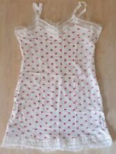 Negligee Nachtkleid Unterkleid Unterrock Spitze Weiß, rote Rosen - Gr. 140