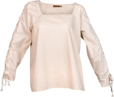 Mytholon Abby Bluse mit Stoffösen Baumwolle Natur XS Larp Mittelalter #22413