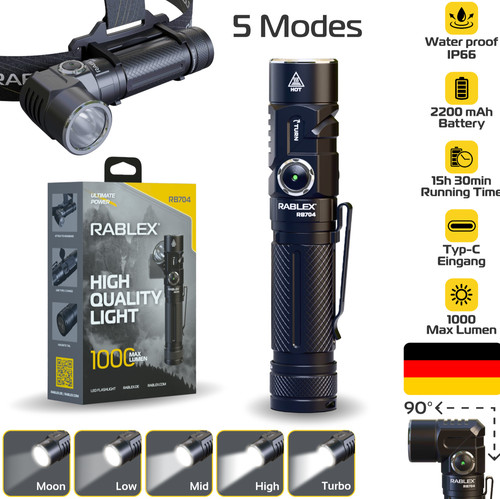 Rablex led stirnlampe 2in1 - led,