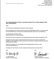 DB Freifahrt Flex 2. Klasse