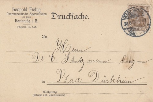 Karlsruhe postkarte 1907 - karlsruhe,,