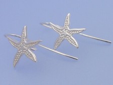 Echt 925 Silber Ohrhaken mit offener Öse mit je einen Seestern See Stern Paar