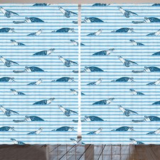 Gestreift Rustikale Gardine Turtle Blau Aquatic