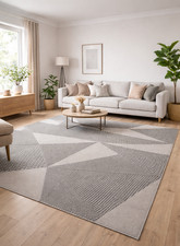 Moderner Kurzflor Teppich Grau