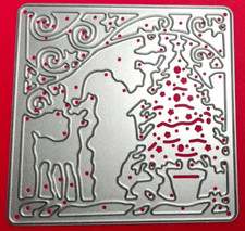 Stanzschablone Weihnachtsmann im Wald bei Vogel + Reh + Hase Advent  Weihnachten