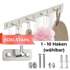 Hakenleiste Kleiderhaken EDELSTAHL Garderobenhaken Wandhaken 1/4/6/8/10 Haken