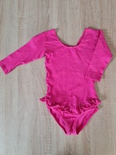 H&M Dancewear Trikot Ballett Gr. 140, pink, 3/4 Arm, -Body mit Rüsche Baumwolle