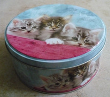 Metalldose Blechdose, Dose Dekoration, Motiv Katzenjungen, ø 13,5 cm Höhe 6 cm