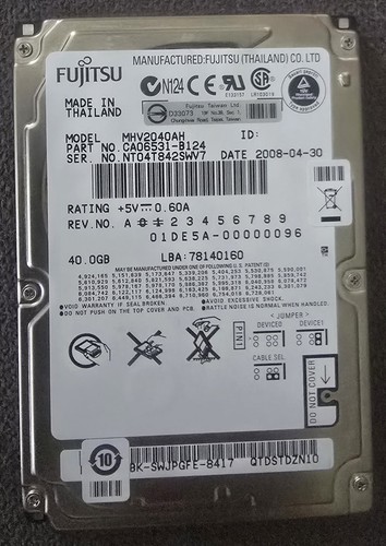 Fujitsu mhv2040ah 44pin - mhv2040ah,