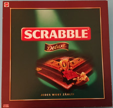 Scrabble Deluxe Spiel - Mattel 2000 - Spielbrett drehbar + Holzrahmen   S