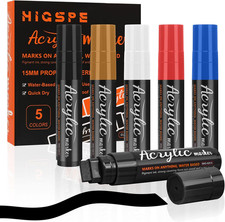 5 Farben 15Mm Acrylstifte Breit, 3-In-1 Jumbo Acrylfarben Graffiti Stifte Acrylm