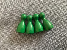 4 Stück Spielfiguren Holz grün-Mensch-Ärgere-Dich-Nicht-Brettspiele-Ersatz