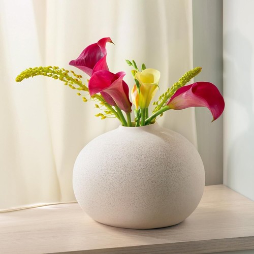 Keramik vase weiß rund - keramik,