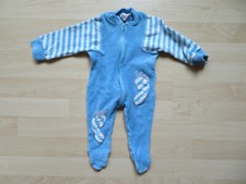 Baby Strampler, 80er J. oder früher, 62/68, Liegelind, blau + Motiv, BW-Mischung