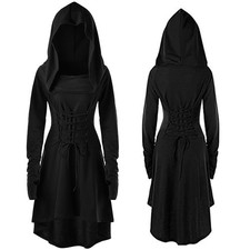 Halloween Damen Gothic Cosplay Mittelalter Hexe Vampir Umhang Cape Party Kleid