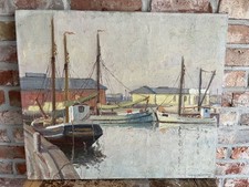 Ölbild Bild Hafen Boote