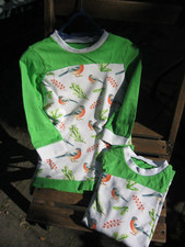 Mädchen-Zwillinge, Sweat Shirt/Tunika, Gr. 98/104 geschätzt, Weiß/Grün, Baumw.