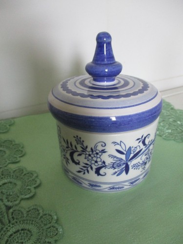 Zuckerdose weiß blau keramik - weiß/blau,