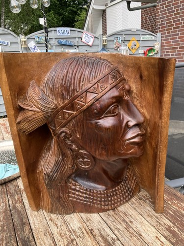 Holzfigur 43x40cm indianer aus - holzfigur,